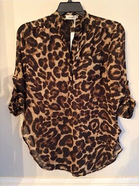 NWT GeeGee Animal Print Blouse L